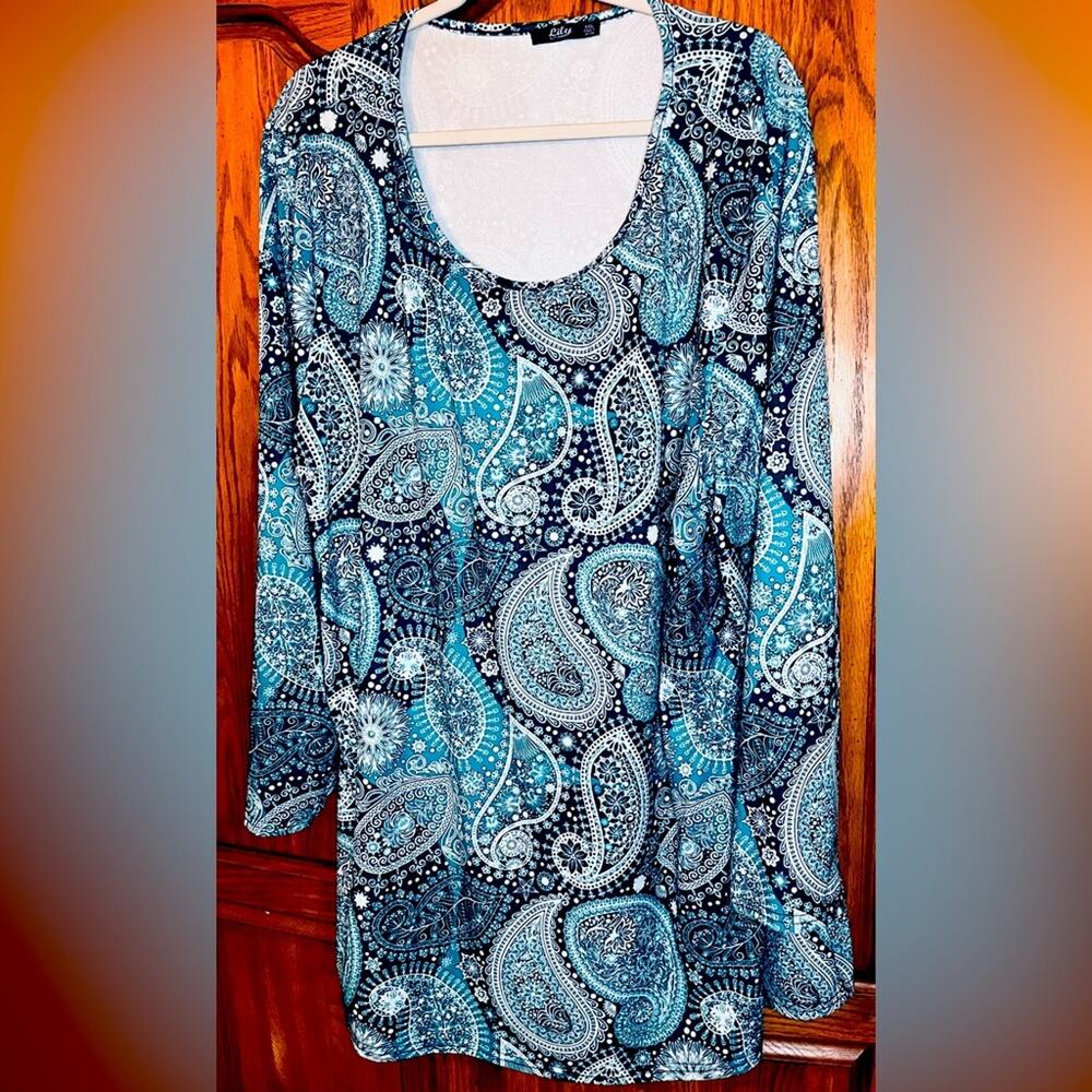 Lily Tunic 4x Blue Paisley Pattern